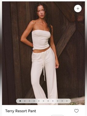 CSB Terry Resort Pant - Cream Wide-Leg